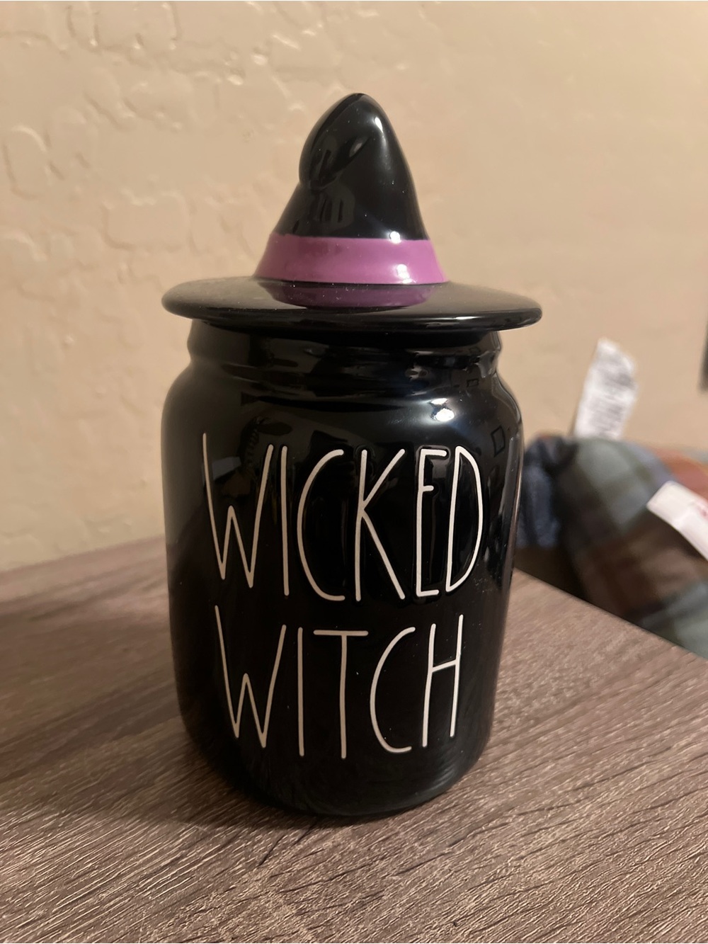 Rae Dunn Wicked Witch Canister Hat Lid Black Purple Halloween Ceramic NIB
